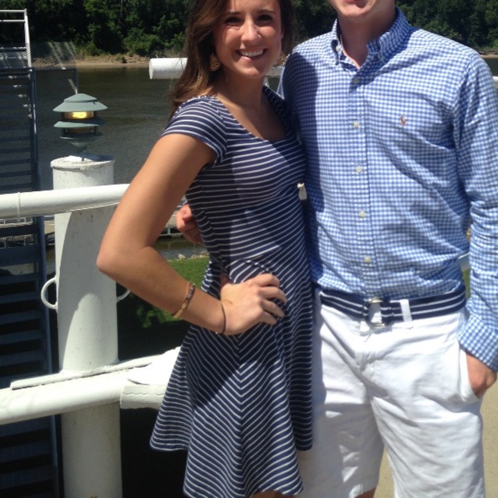 Striped crisscross back dress